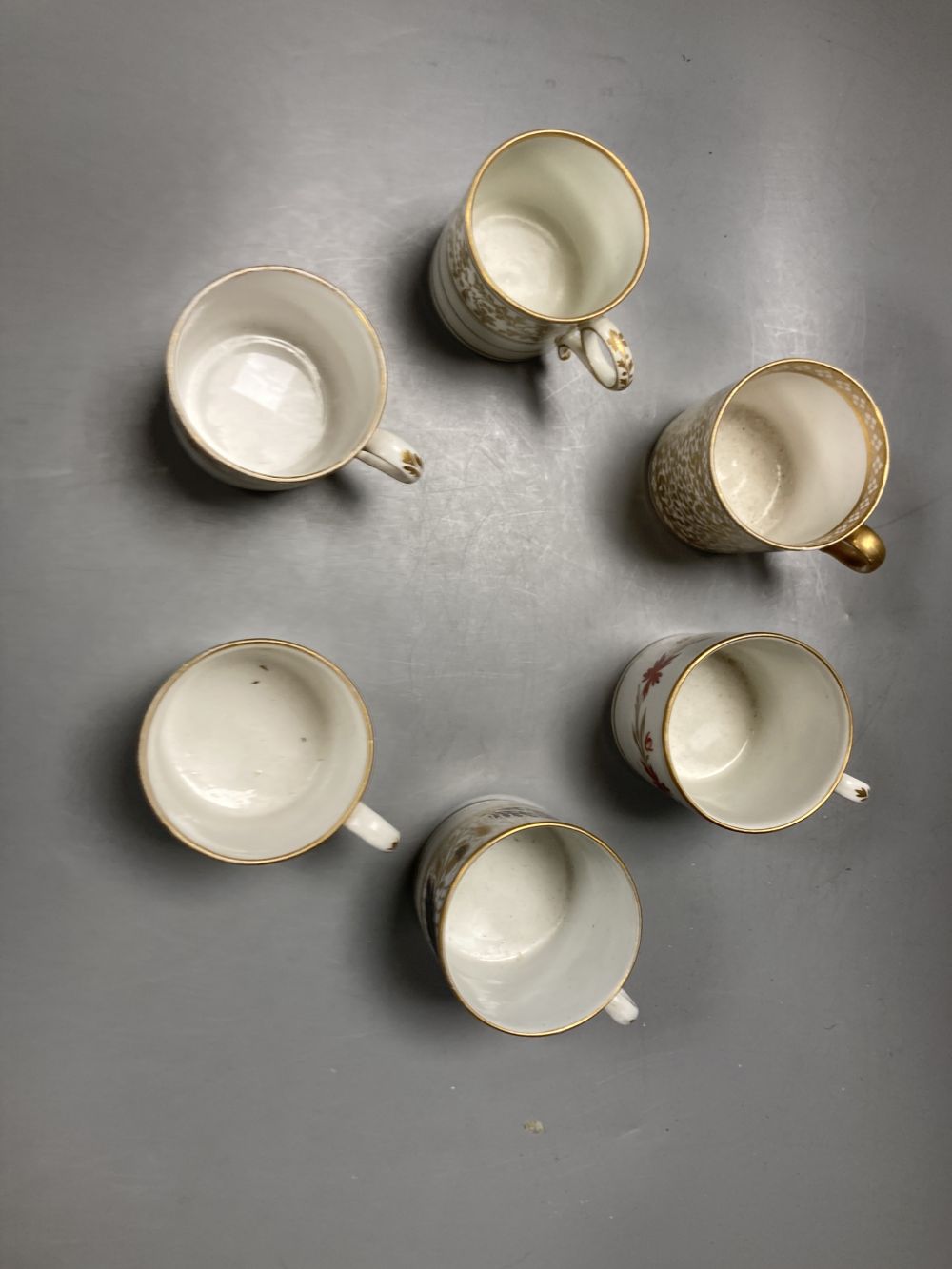 Six coffee cans including Worcester Coalport and Spode, 6cm